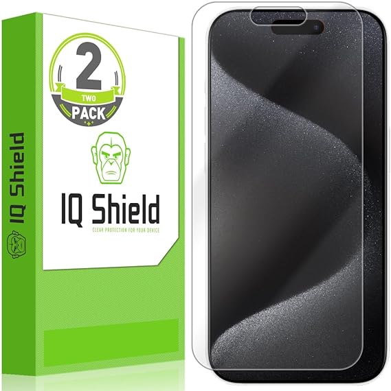 IQShield Screen Protector Compatible with Apple iPhone 15 Pro (2-Pack) Anti-Bubble Clear TPU Film