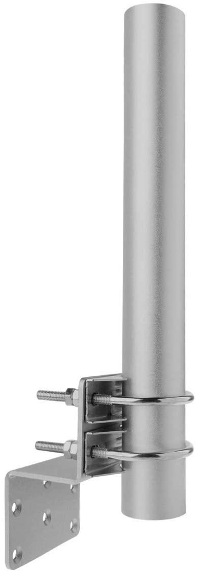 K001 V2 Antenna Pole Mount, Upgraded Ribbed Bracket Combine with Double U-Bolts 12" Longer Pole for Outside Home Antenna Installation