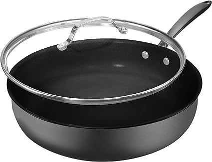 Granitestone Armor Max 4 Quart. Sauté Pan with Lid - 11 Inch Non Stick Deep Frying Pan with Lid, Large Frying Pan, Oven Safe Skillet with Lid, Multipurpose Jumbo Cooker, Stovetop/Dishwasher Safe