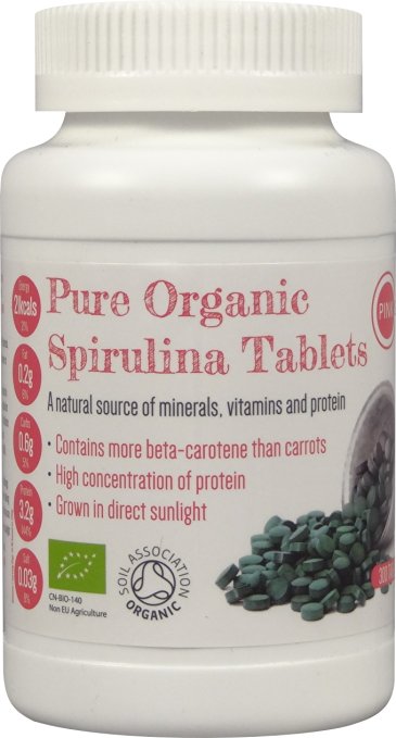 Organic Spirulina Tablets 300 x 500mg Tabs - Certified Organic by the Soil Association 150g