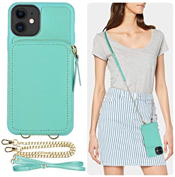 iPhone 11 Wallet Case, ZVE iPhone 11 Case with Credit Card Holder Slot Crossbody Chain Handbag Purse Protective Zipper Leather Case Cover for Apple iPhone 11 6.1 inch 2019 - Blue