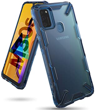 Ringke Fusion-X Military Drop Tested Transparent Hard PC Back TPU Bumper Impact Resistant Protection Cover Case for Samsung Galaxy M30s/M21 (Space Blue)