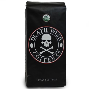 Death Wish Ground Coffee The Worlds Strongest Coffee Fair Trade and USDA Certified Organic - 16 Ounce Bag