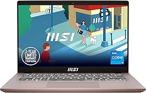 MSI Modern 14 Laptop: Intel Core i5-1335u, Intel Iris Xe, 14" FHD, 16GB DDR4, 512GB NVMe SSD, 180-Degree Lay-Flat, Type C, Win 11 Home: Beige Rose C13M-606US