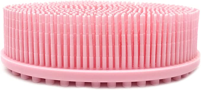 Jancosta Body Brush,Silicone Body Bath Brush Double Side Back Scrubber Handle Bath Shower Brushes Scrubbers with Ultra Soft Bristles,Non-Slip (Pink)
