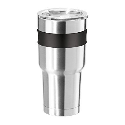 Oggi Contour X-Large Double Wall Vacuum Sealed Stainless Steel Tumbler with Liner Thermal Travel Mug, 30 oz, Stainless