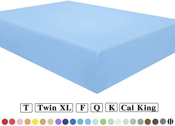 NTBAY Microfiber Queen Fitted Sheet, Wrinkle, Fade, Stain Resistant Deep Pocket Bed Sheet, Sky Blue