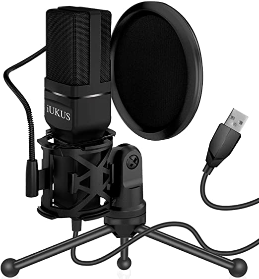 IUKUS USB Microphone, PC Microphone USB Condenser Recording Gaming Mic with Stand & Filter for iMac PC Laptop Desktop Windows Computer