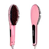 ACEVIVI Digital Anti Static Ceramic Hair Straightener Heating Detangling Hair Brush Paddle Brush for Faster Straightening Styling 29W 230V-110V Pink