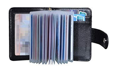 Woogwin Women's Credit Card Holder Wallet RFID Secure Small Case Genuine Leather