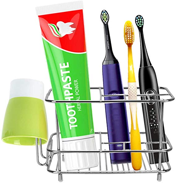 AB Premium Electric Toothbrush Holder, Stainless Steel Bathroom Toothpaste Holder, Multi-Functional Storage Organizer Stand 2019 Upgrade Version