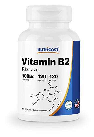 Nutricost Vitamin B2 (Riboflavin) 100mg, 120 Capsules - Gluten Free and Non-GMO…