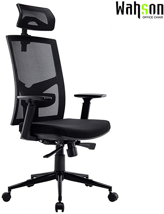 High Back Swivel Office Chair -Mesh Chair Reclining Chair with Lumbar Support, Black (with Head Rest)