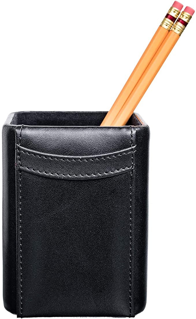 Dacasso Black Leather Pencil Cup