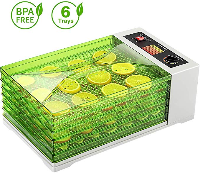 Food Dehydrator Machine Fruit Dryer, Sancusto Large 18L 6 Layers 30-70°C Adjustable Temperature Electric Vegetable Dryer Machine Food Dryer 630W Drying Machine for Jerky, BPA-Free, Square, Green