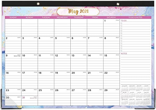 2021 Desk Calendar - Desk Calendar 2021 with to-do & Notes and Julian Date, Jan 2021 - Dec 2021, 17”x 12”, Thick Paper with Colorful Background Pattern