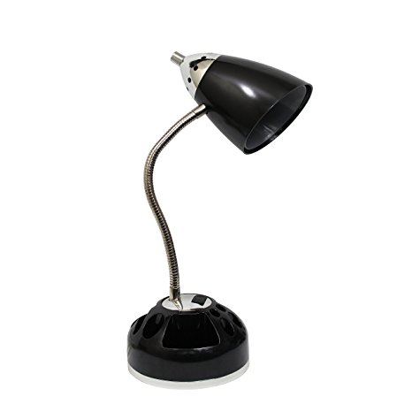 Limelights LD1015-BLK Flossy Lazy Susan Organizer Desk Lamp with Charging Outlet, Black