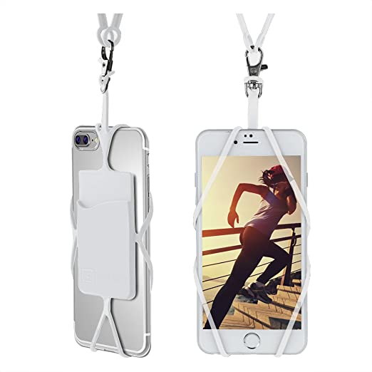 Gear Beast Universal Cell Phone Lanyard Compatible with iPhone, Galaxy & Most Smartphones Includes Phone Case Holder with Card Pocket, Silicone Neck Strap