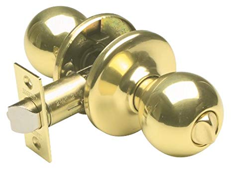Legend 809062 Ball Style Door Knob Privacy Bed and Bath Lockset, US3 Polished Brass Finish