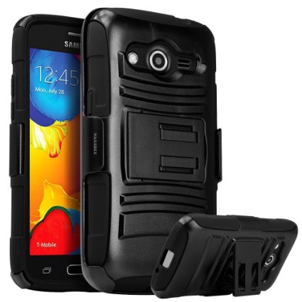 Galaxy Prevail LTE CaseGalaxy Core Prime Case Nagebee Heavy Duty Hybrid Armor Dual Layer Rhino Kickstand Belt Clip Holster Combo Rugged Case for Samsung Galaxy Prevail LTE Samsung Galaxy Core Prime Holster Combo Black