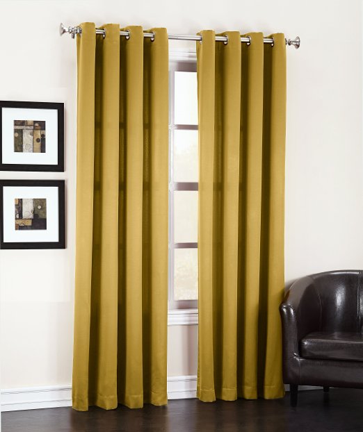 Sun Zero Barrow Room Darkening Grommet Curtain Panel, 54 x 84 Inch, Gold