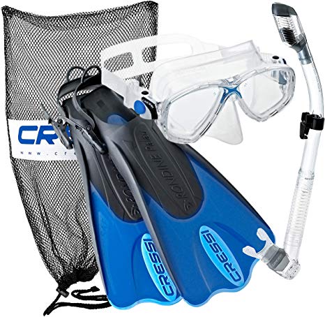 Cressi Palau Mask Fin Snorkel Set with Snorkeling Gear Bag, Designed in Italy