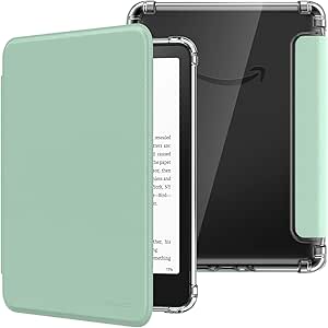 MoKo Case for All-new 7"Kindle Paperwhite 12th Generation 2024&Kindle Colorsoft Signature Edition 2024,Ultra Clear Soft Flexible Transparent TPU Back Cover Light Shell with Auto Wake/Sleep,Agave Green