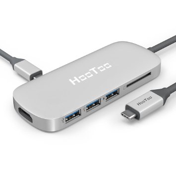 USB C Hub, HooToo Shuttle 3.1 Type C Hub with Power Delivery for Charging, HDMI Output, Card Reader, 3 USB 3.0 Ports for Apple New MacBook 12-Inch, ChromeBook Pixel 2015, Support 4K Resolution