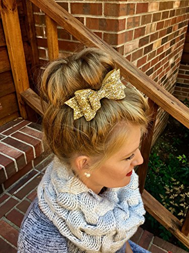 Gold Glitter Sparkle Hair Bow Clip Headband