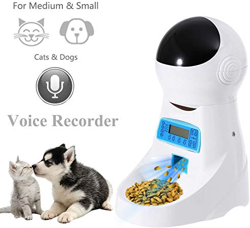 Automatic Cat Feeder Pet Food Dispenser Feeder 4 Meal for Cat Dog with Voice Recorder and Timer Programmable, Portion Control