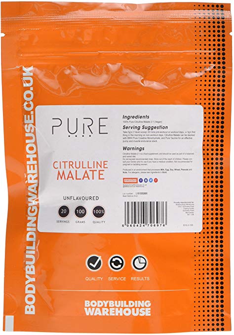 Bodybuilding Warehouse Pure Citrulline Malate Powder Unflavoured 100 g