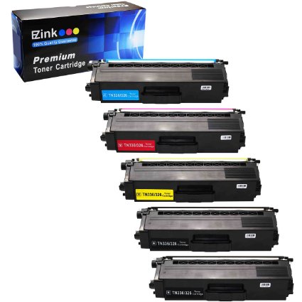 E-Z Ink TM Compatible Toner Cartridge Replacement For Brother TN336 TN336BK TN336C TN336M TN336Y High Yield 2 Black 1 Cyan 1 Magenta 1 Yellow 5 Pack