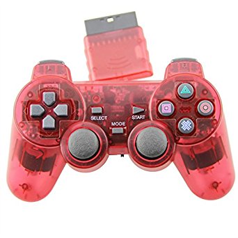 TPFOON Wireless Controller Double Vibration Gamepad Joystick For PS2 Playstation 2 Red