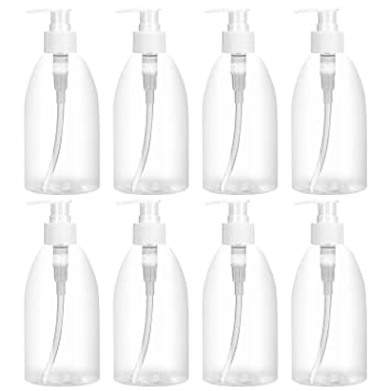 Plastic Pump Bottle 10oz/300ml,Woaiwo-q Soap Dispenser Empty Shampoo Dispenser Bottles for Cleaning Solutions,Hair,Oils,(8 Pack))