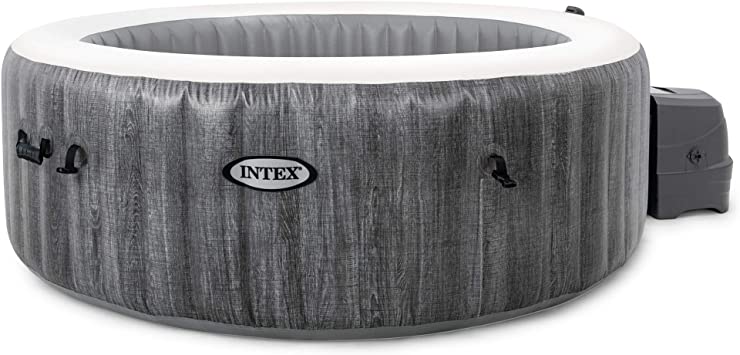 Intex 28439E Greywood Deluxe 4 Person Inflatable Hot Tub Bubble Jet Spa, Grey