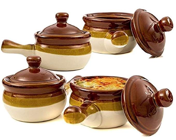 Four Covered Soup Crocks