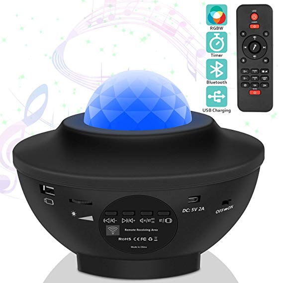 Star Night Light for Kids, Music Starry Projector with 21 Lighting Modes, Bluetooth Music Player, Remote, Timer, USB Powered Sound-Activated Star Sea Projector for Gifts Decor Party Birthday Wedding