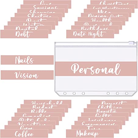 34 Pieces Cash Envelope Label Budget Sticker A6 Budget Binder Labels Money Organizer Cash Envelope Sticker for Budgeting Saving Sinking Funds Daily Expenses(Rose Red)