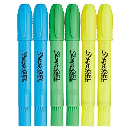Sharpie Gel Stick Highlighter, Bullet Tip, Assorted Colors, 6 Count