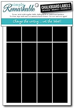 Simply Remarkable Reusable Chalk Labels - 60 Rectangle Shape 2" x 1" Adhesive Chalkboard Stickers, Light Material with Removable Adhesive and Smooth Writing Surface. Can be Wiped Clean and Reused, For Organizing, Decorating, Crafts, Personalized Hostess Gifts, Wedding and Party Favors