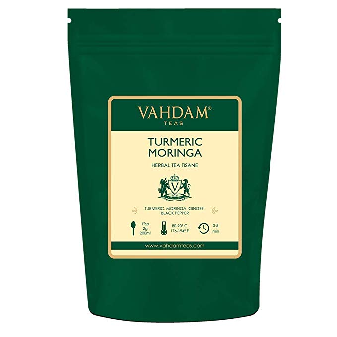 VAHDAM, Turmeric   Moringa SUPERFOOD BLEND (100 Cups) | India's Ancient Medicine Blend of Turmeric & Garden Fresh Spices, ABUNDANT IN ANTI-OXIDANTS & PHYTO-NUTRIENTS | Herbal Tea | Detox Tea | 7.06oz