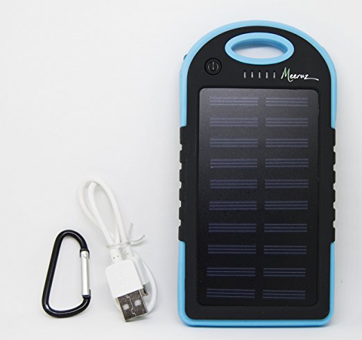 Meeruz Solar Powered Water Resistant Portable Charger! 8000-12000mAh available in assorted colors![Limited Time Offer] Free Spinner with your purchase! (Blue - 8000)