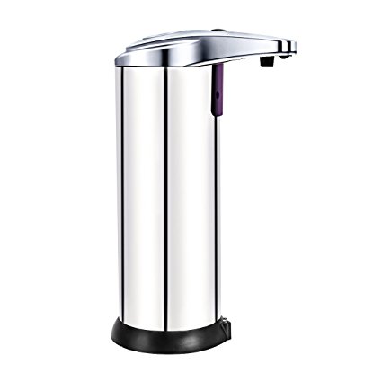 Automatic Touchless Hand Wash Sanitizer Dispenser - Smart Fashion Design Sensor Pump for Bathroom Kitchen Handy Washing Soap Cleaner Container - Chrome Silver (chrome silver)