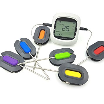 Perfect-Prime KW4066, Wireless 6-Channels with 6 Probes Home Chef BBQ Grill Cooking Thermometer for iOS & Android Mobile Applications