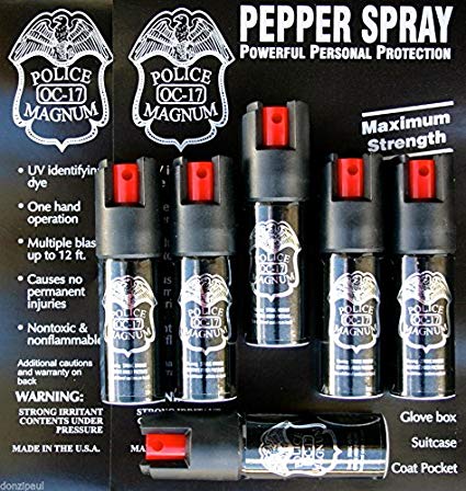 Automatic 6 Police Magnum Pepper Spray 1/2oz Ounce with Safety Lock Self Defense