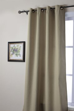 HVersailtex Innovated Heavy Weight Textured Linen Quality Blackout Thermal Insulated Door CurtainsAntique Metal Grommet96L by 84W1 Panel-Light TaupleTwo Tone Pattern