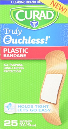 Curad Truly Ouchless Plastic Bandages, 25 Count