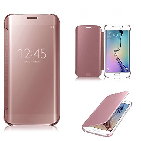 Connect Zone® Rose Gold Luxury Mirror Smart Clear View Flip Hard Back Case For Samsung Galaxy S7 Edge (SM-G935)