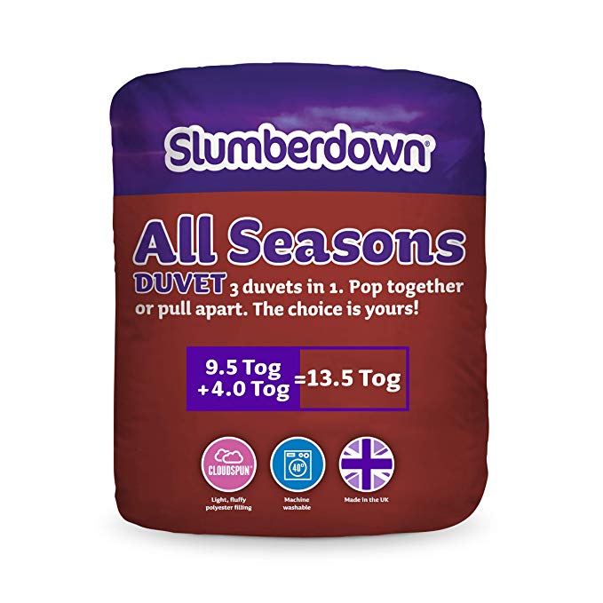 Slumberdown All Seasons 3-in-1 13.5 Tog Duvet, White, Double