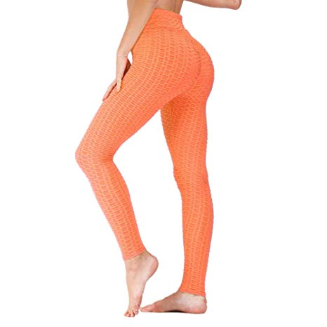 Makkrom Womens Ruched Butt Lifting Leggings High Waisted Grain Sport Tummy Control Gym Yoga Pants